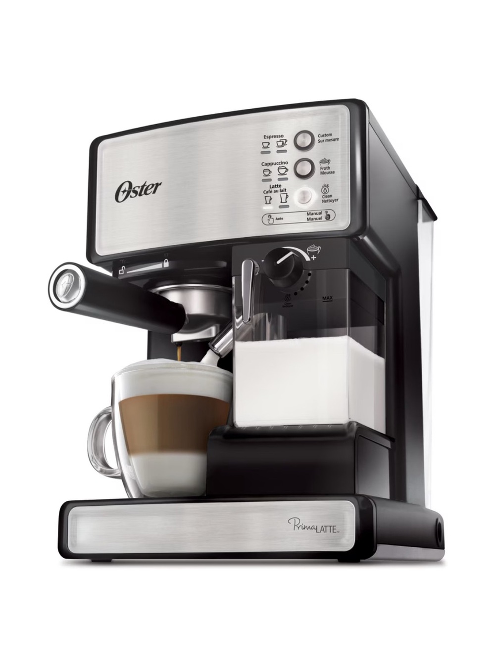 Oster Espresso and Cappuccino Coffee Machine - Black & Stainless Steel